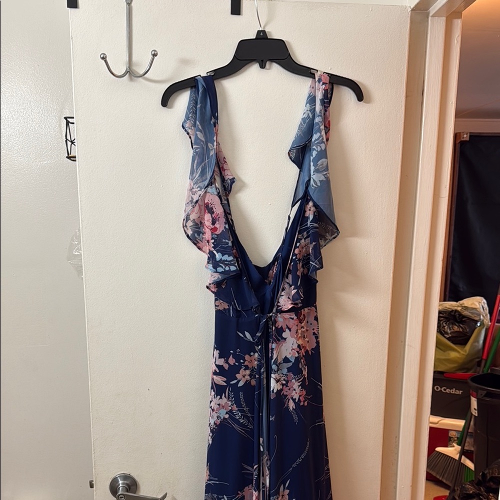 Floral Blue Sleeveless Dress